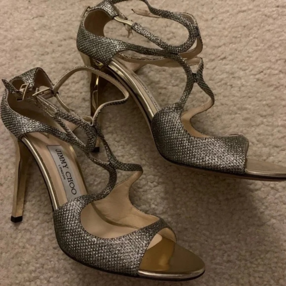 Jimmy Choo Glitter Cloth Heels